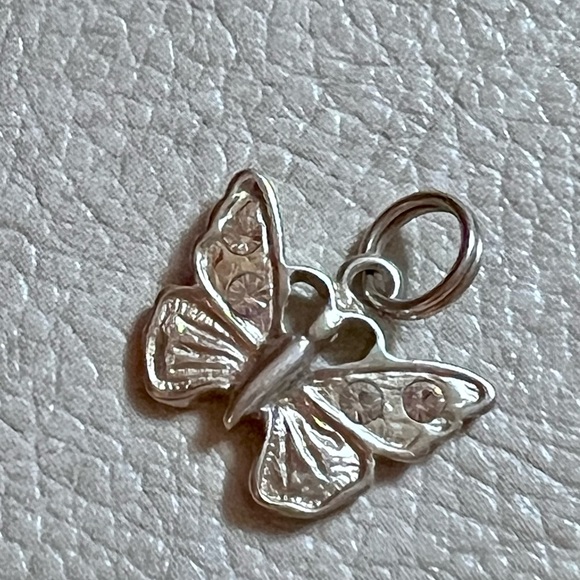 Signed 925 Butterfly Charm Sterling Silver Jewelry Faux Diamonds in the wings - Picture 1 of 8